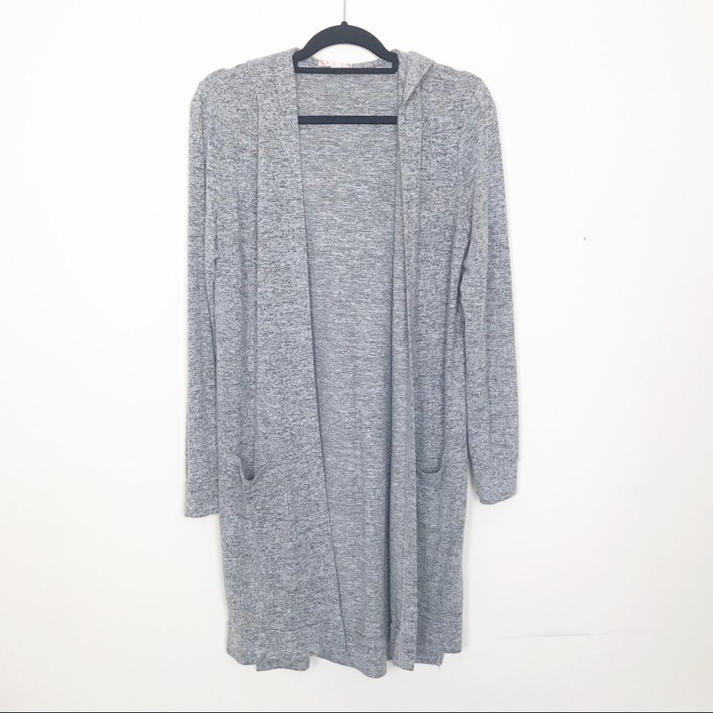It’s Our Time Heather Grey Hooded Pocket Cardi